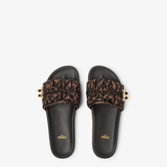 BROWN SATIN SANDALS