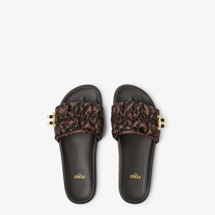 BROWN SATIN SANDALS