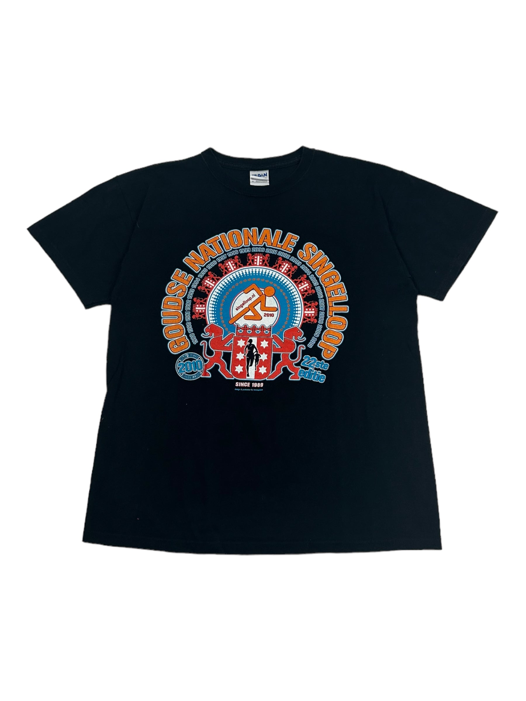 Vintage Gildan Goudse Nationale Singelloop Black Printed T-Shirt